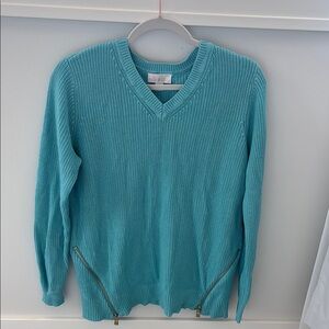 Vibrant Blue V-Neck Knitted Sweater